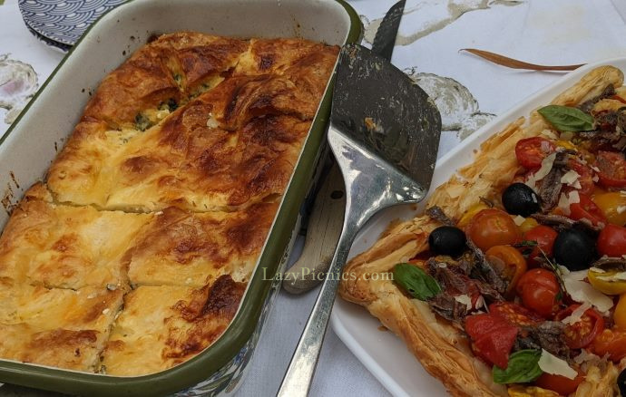 Delicious spanakopita or spinache pie... made from our friend Doug's recipe