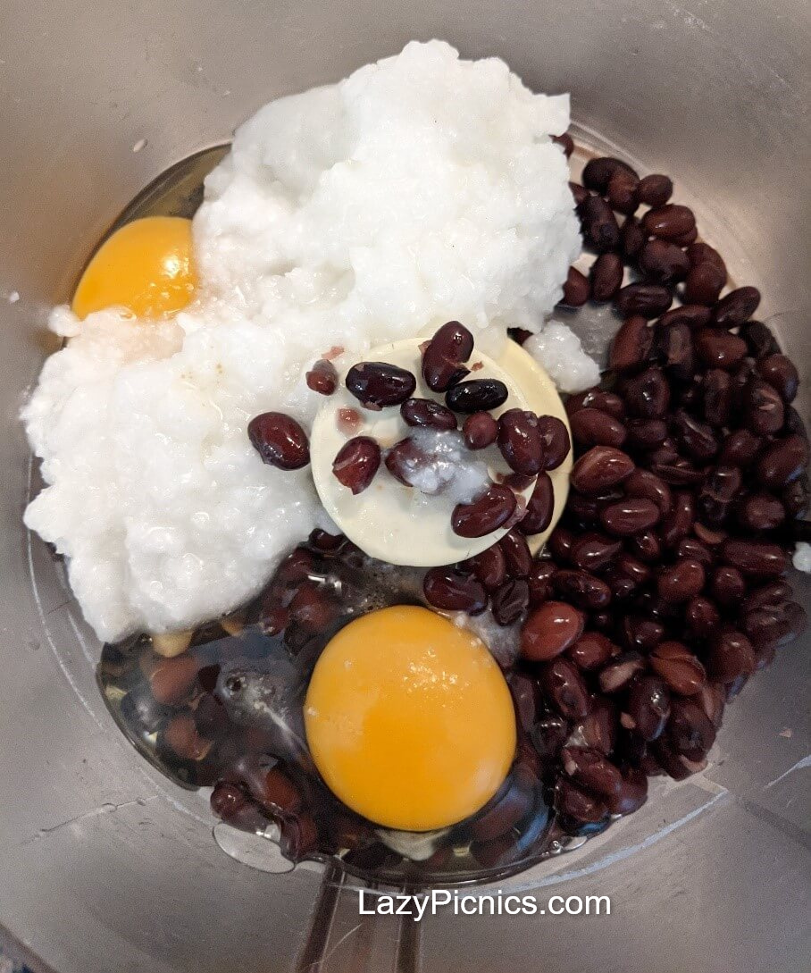 Beans, eggs and coconut oil for chocolate cake