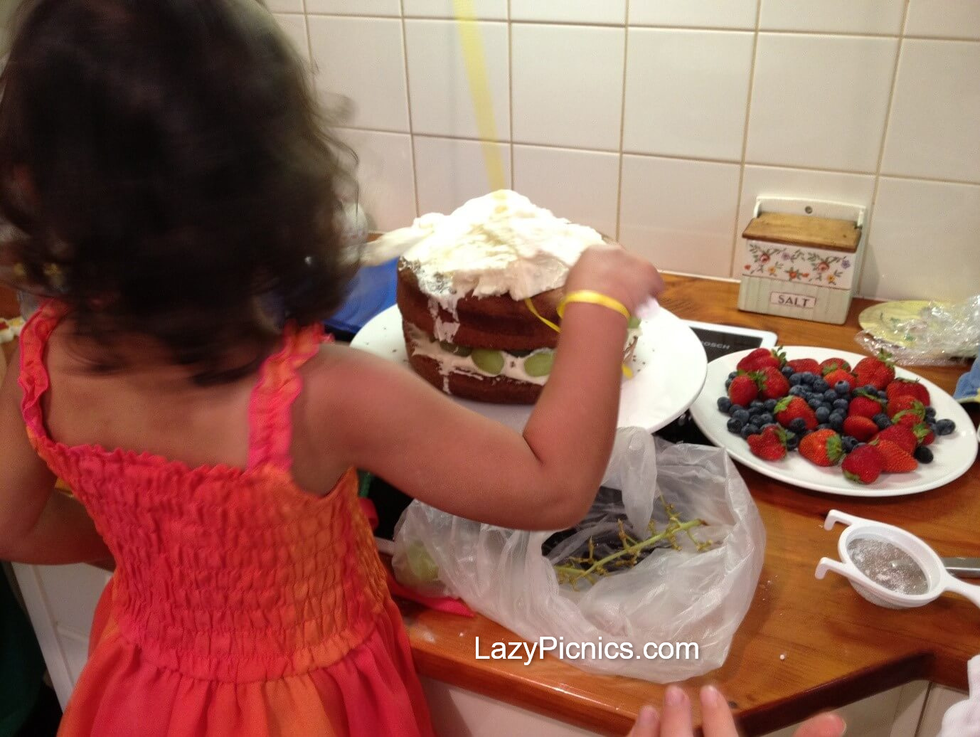 Taya making a chocolate cake