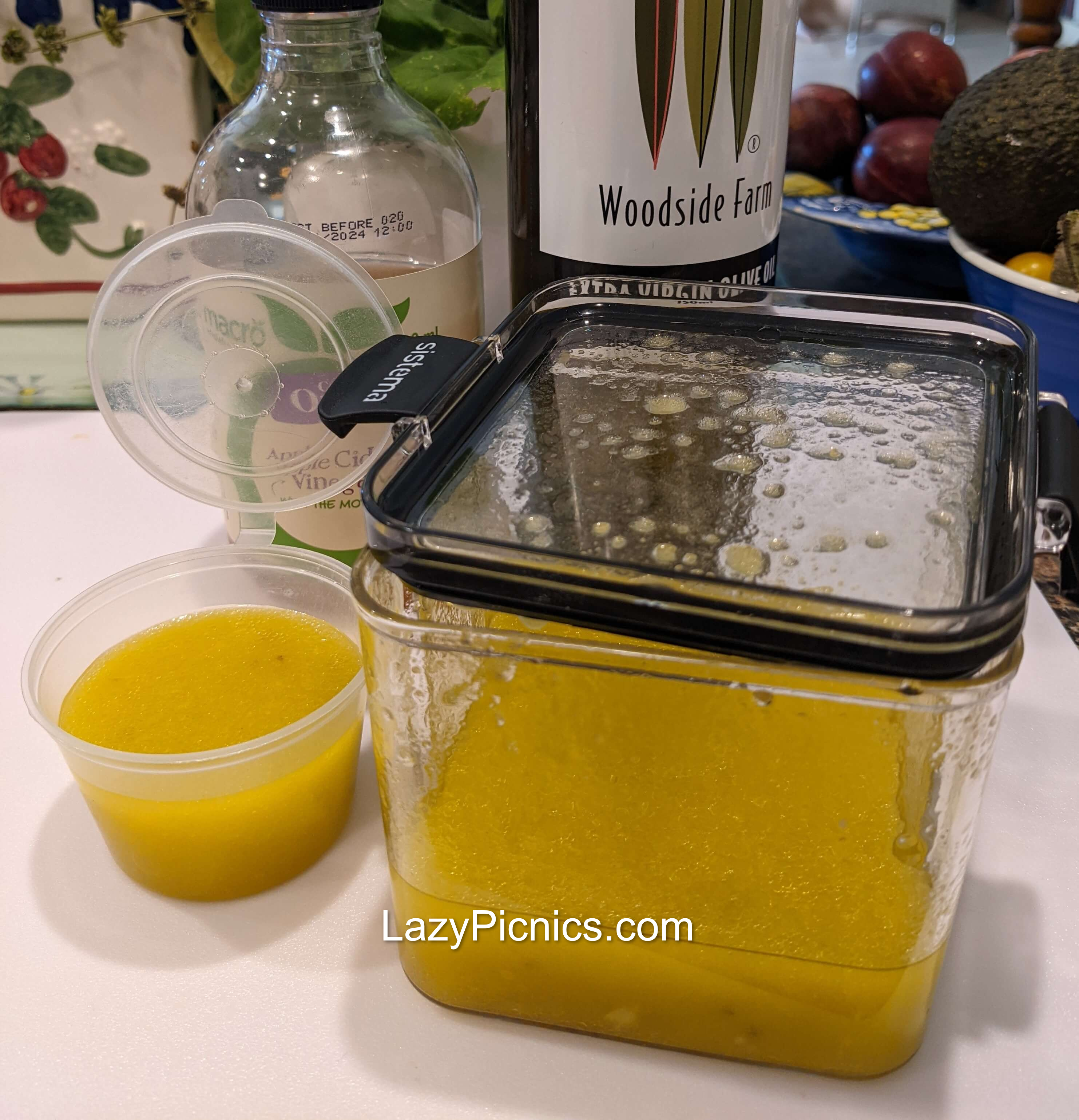Salad dressing for a picnic