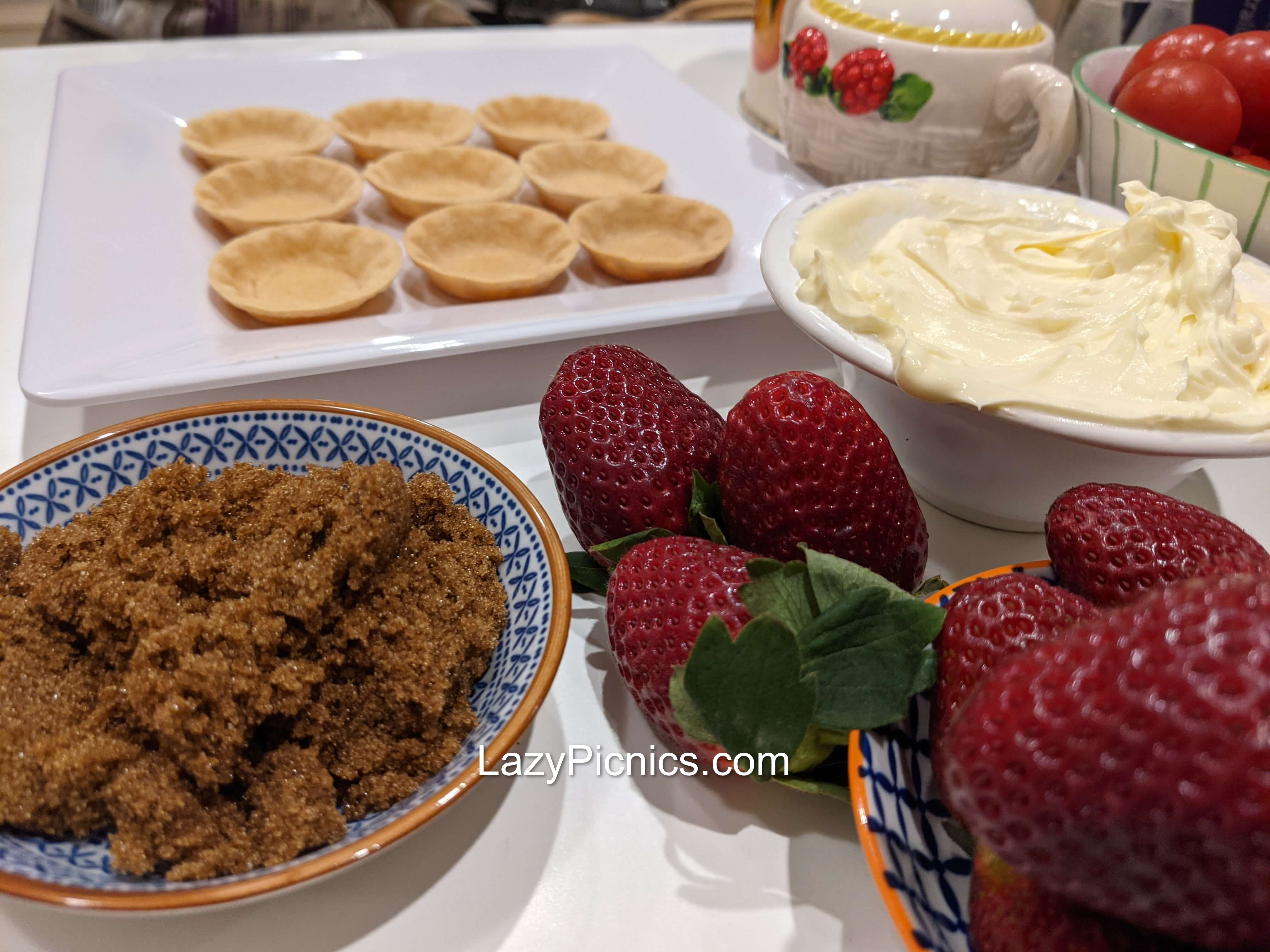 Ingredients for little strawberry baskets.