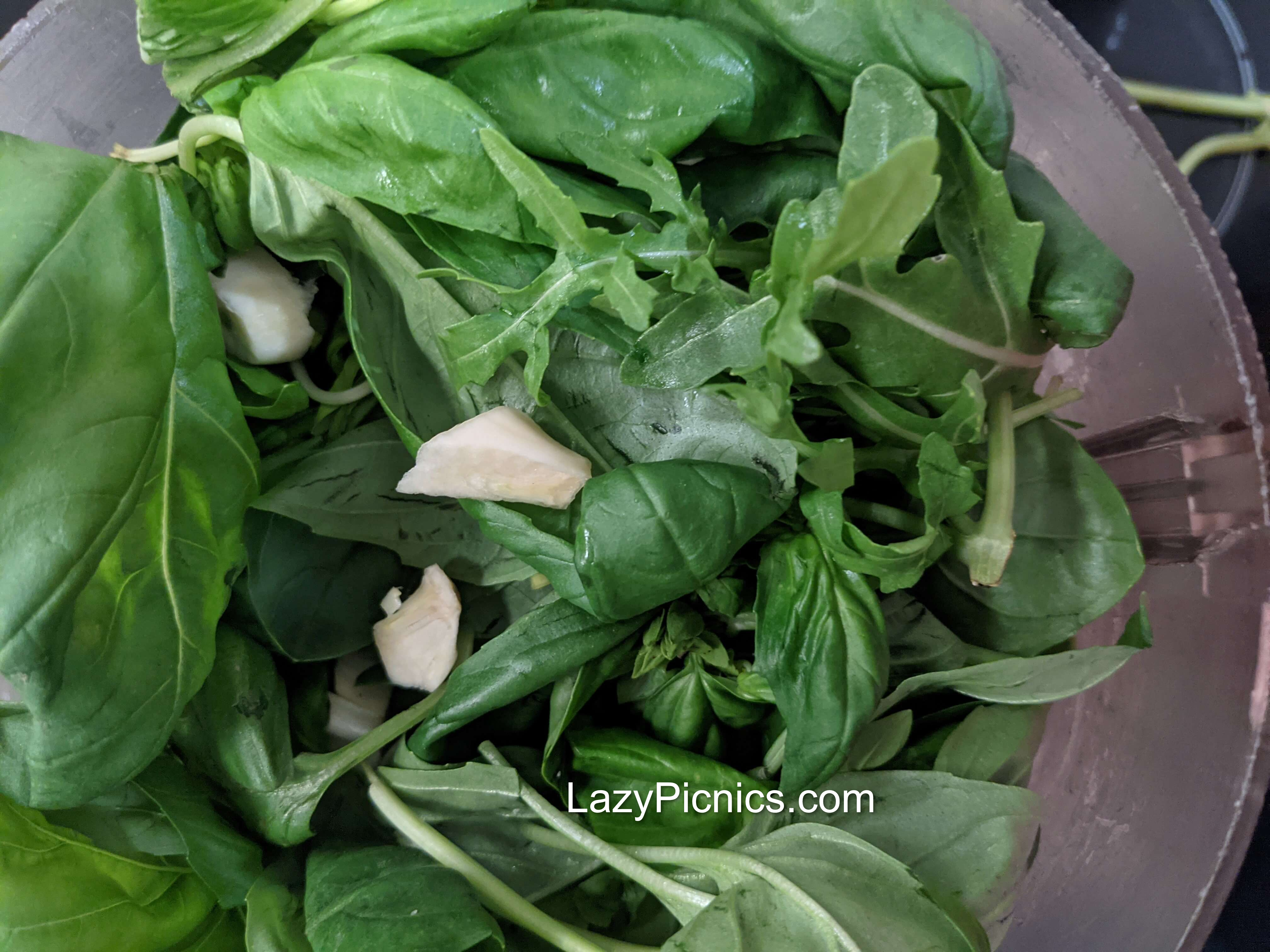 Pesto ingredients ready to blitz.