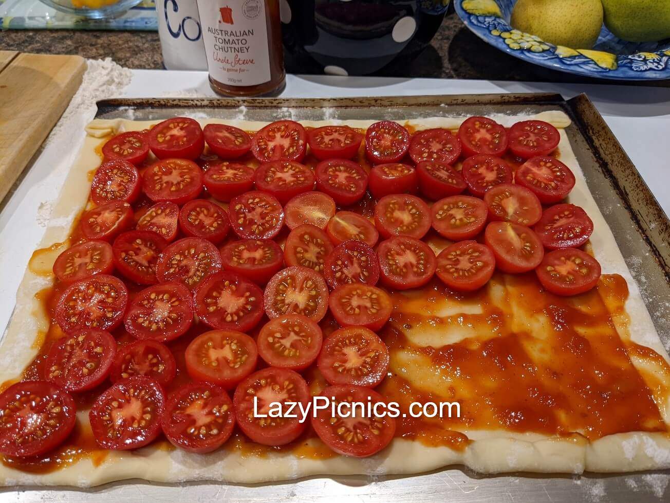Easy Tomato Tart Recipe ready to bake.