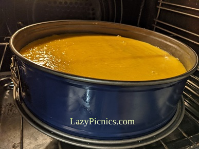 Orange cake in oven