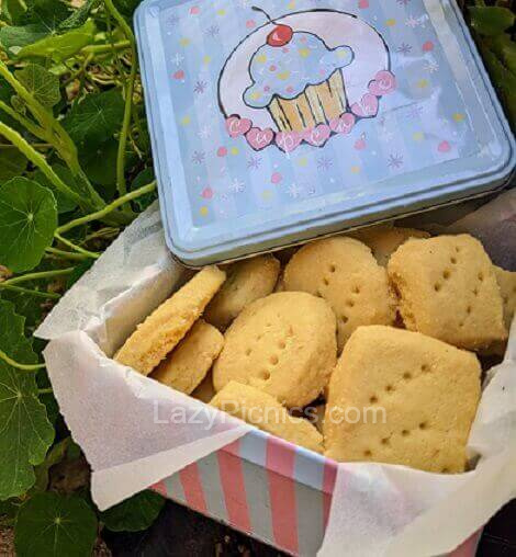 A container of fresh shortbread, yum