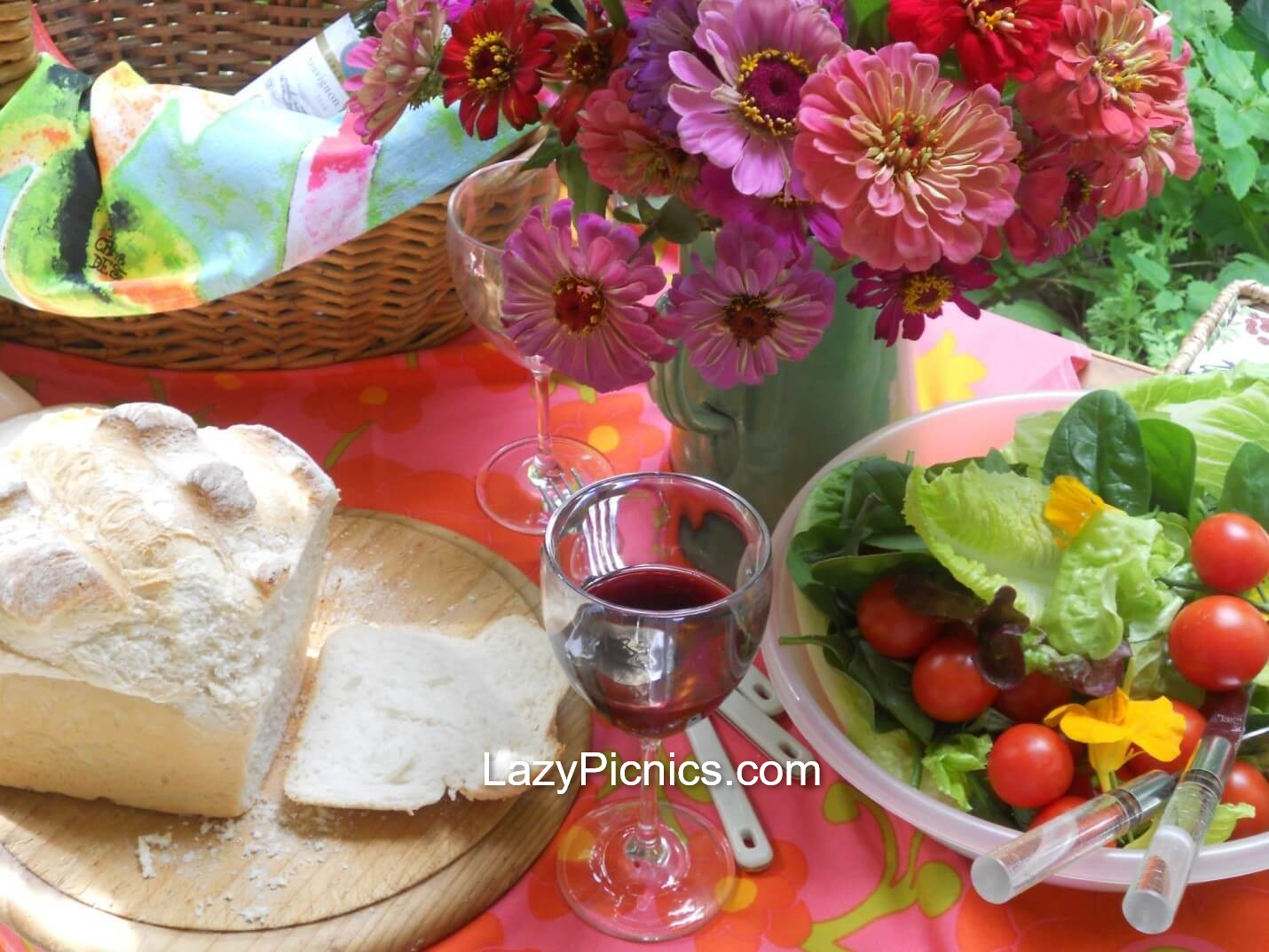Lovely picnic food and flowers for a picnic Lovely picnic food and flowers for a picnic
