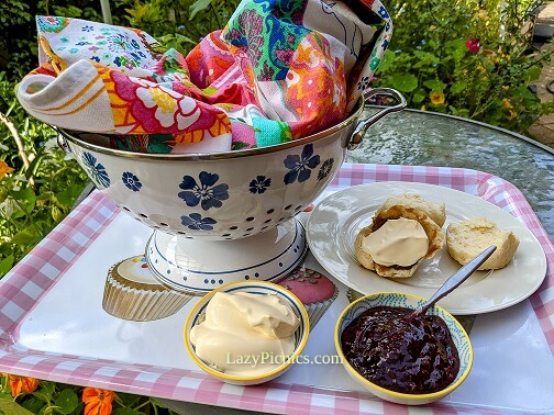 Scones, jam and cream, delicious at a picnic!