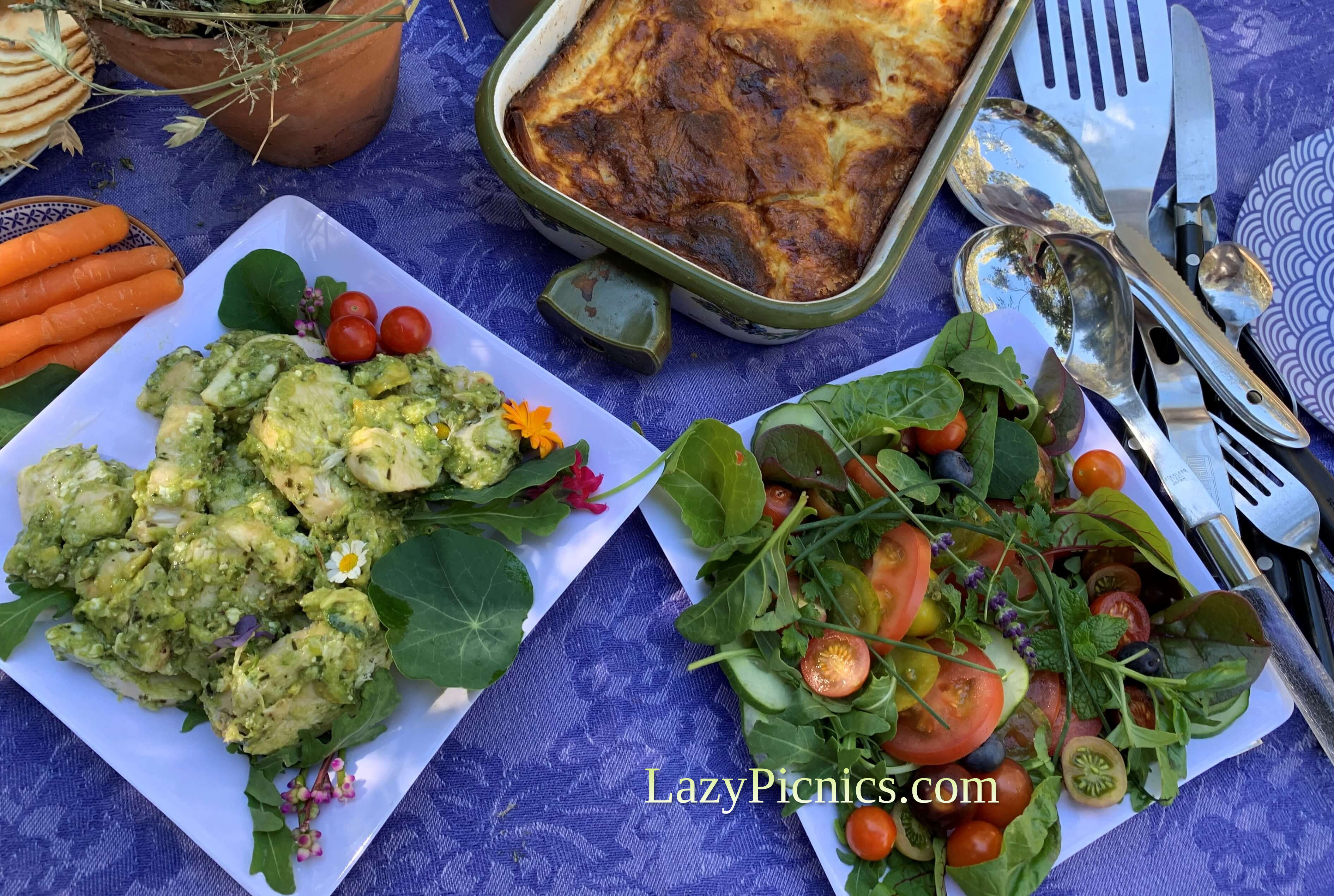 A picnic lunch with avocado chicken